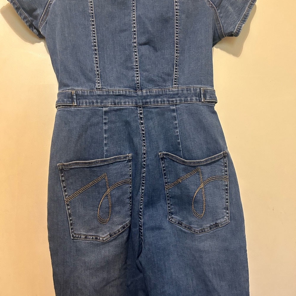 Juicy Couture Women’s Denim Jumpsuit Sz L Blue Stretch Y2K - Picture 12 of 16